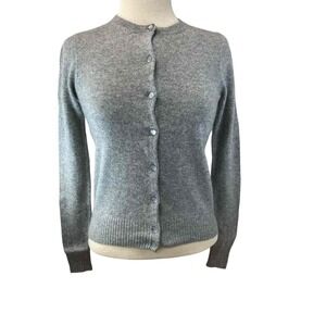 J.Crew Factory Womens Size M Grey Cashmere Crew Neck Cardigan Long Sleeve
